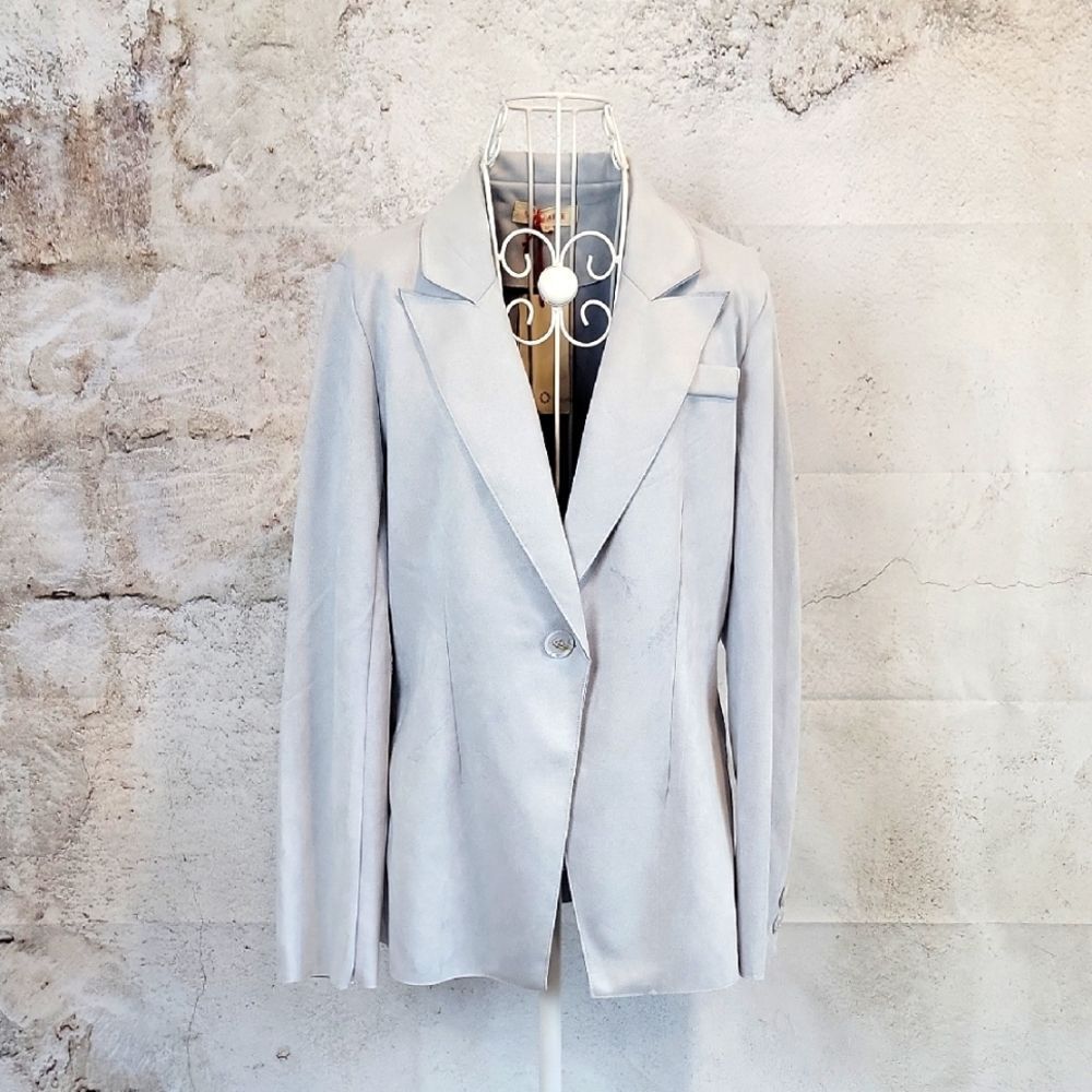 Solitaire faux suede blazer business casual - lilac grey Women's Size M